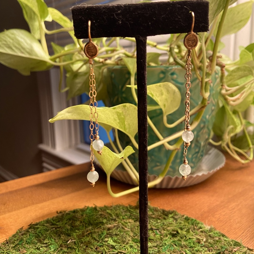 Aquamarine gold filled earrings.